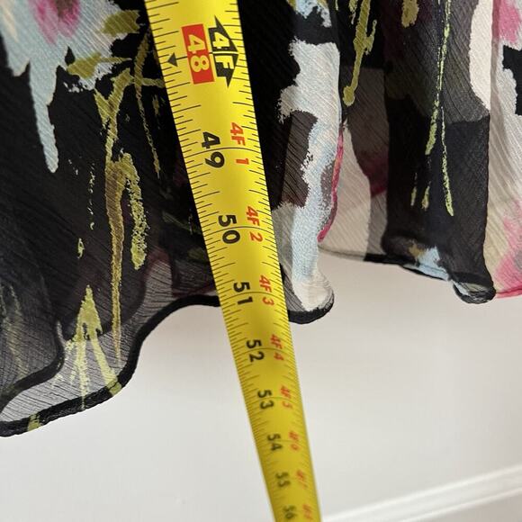 Talbots Pure Silk Midi Dress Womens 14 Black Floral Chiffon Feminine Vintage Y2K - Picture 13 of 15